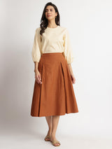 Linen Blend Solid Top - Beige