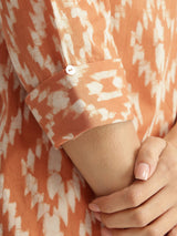 Cotton Dabu Geometric Print Top - Rust
