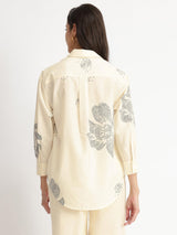 Cotton Bandhani Floral Shirt - White
