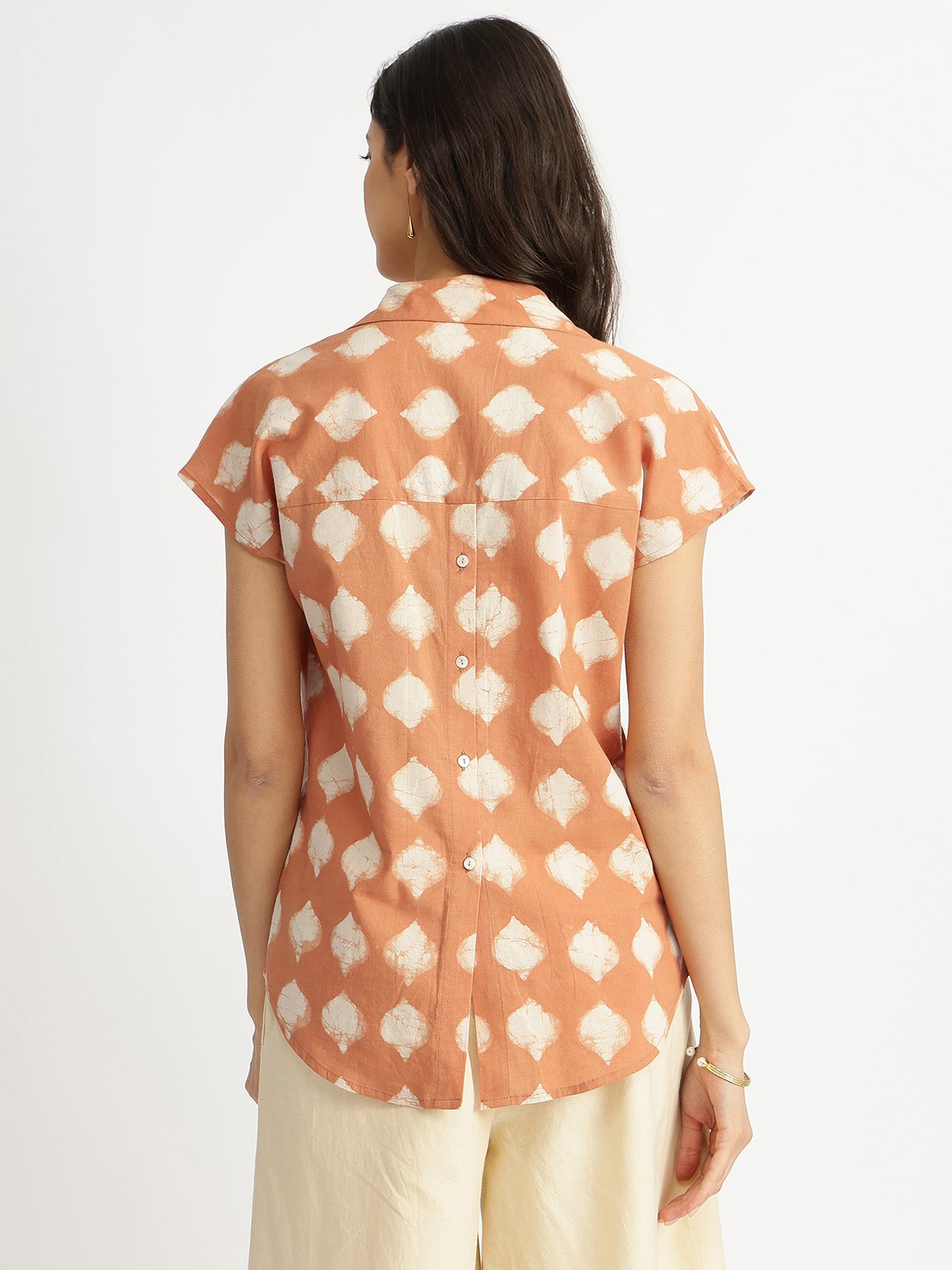Cotton Dabu Abstract Print Top - Rust
