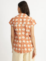 Cotton Dabu Abstract Print Top - Rust