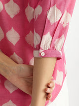 Cotton Dabu Abstract Print Top - Pink