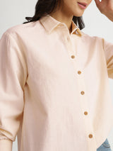 Linen Blend Solid Shirt - Off-White
