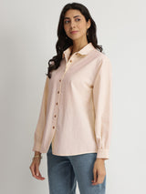 Linen Blend Solid Shirt - Off-White