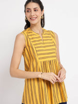 Cotton Stripe Play Sleeveless Top - Yellow