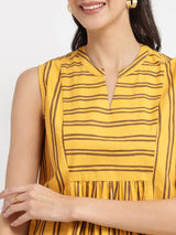 Cotton Stripe Play Sleeveless Top - Yellow