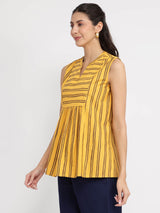 Cotton Stripe Play Sleeveless Top - Yellow