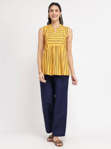 Cotton Stripe Play Sleeveless Top - Yellow