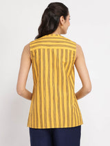 Cotton Stripe Play Sleeveless Top - Yellow