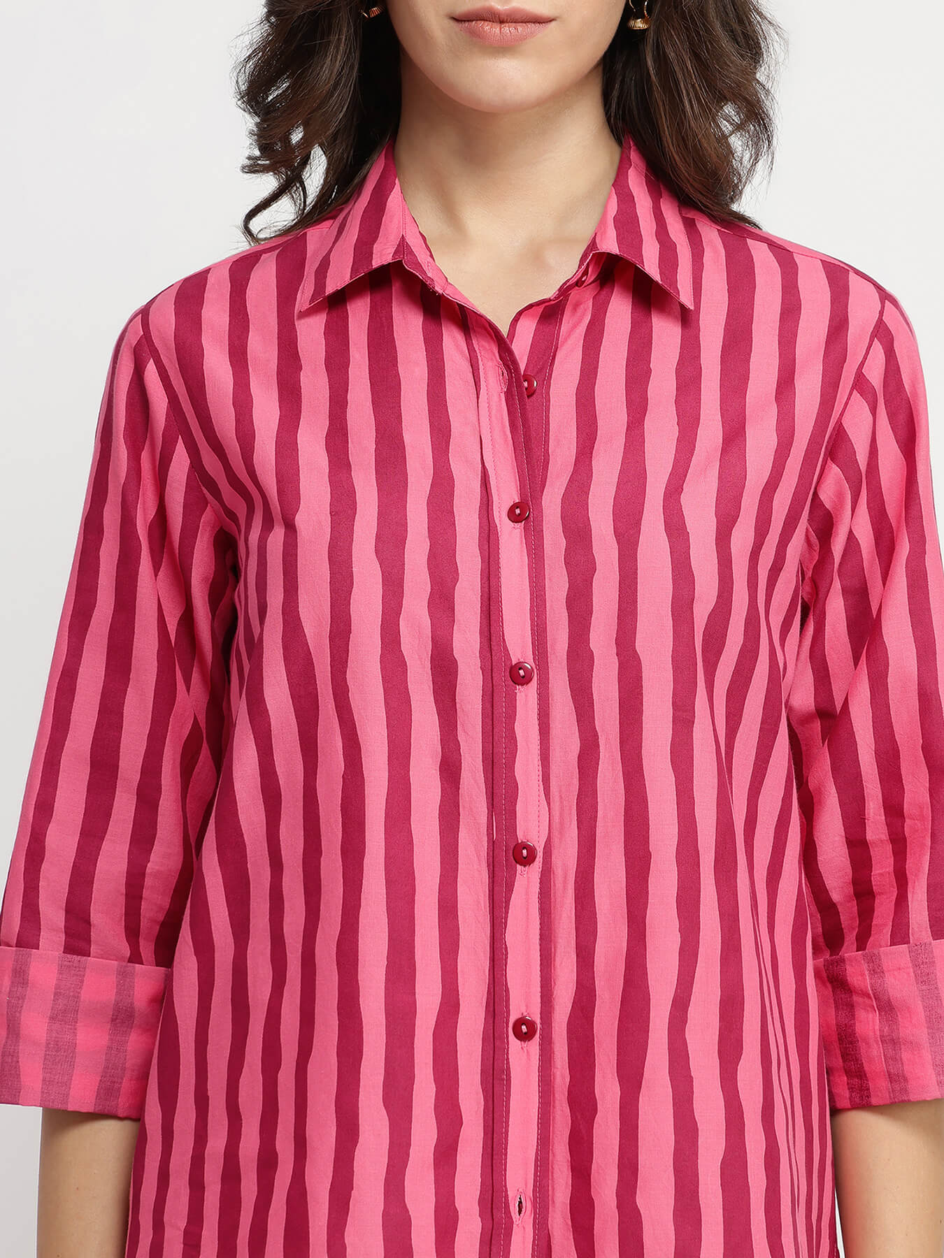Cotton Striped Shirt - Pink