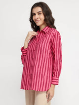 Cotton Striped Shirt - Pink