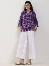 Cotton Dabu Floral Top - Purple