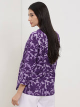 Cotton Dabu Floral Top - Purple
