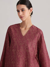 Silk Blend Floral Peplum Top - Pink