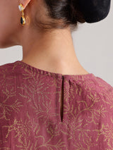 Silk Blend Floral Peplum Top - Pink