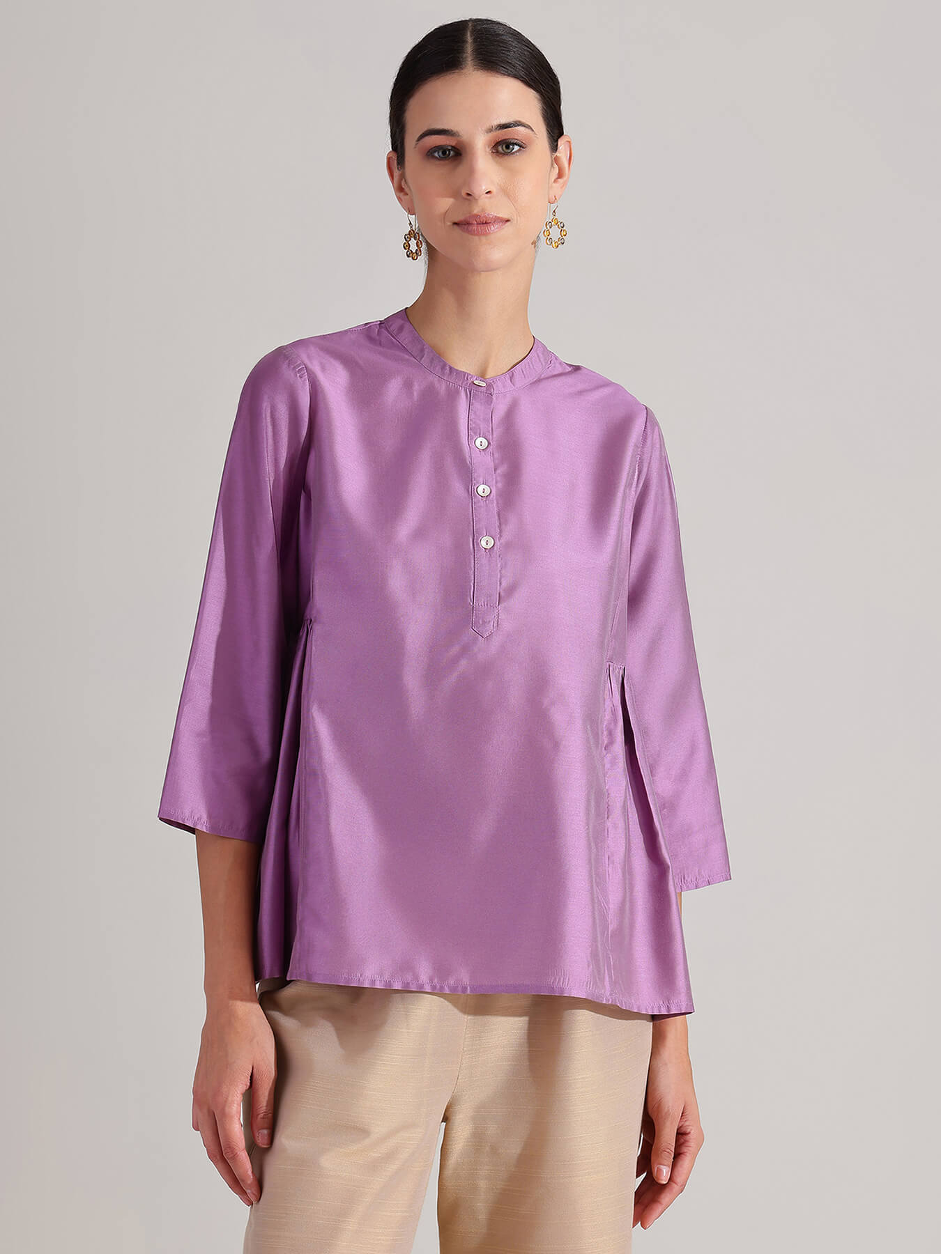 Silk Blend Solid Top - Purple