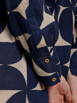 Cotton Geometric Top - Beige & Blue