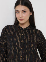 Cotton Polka Top - Black