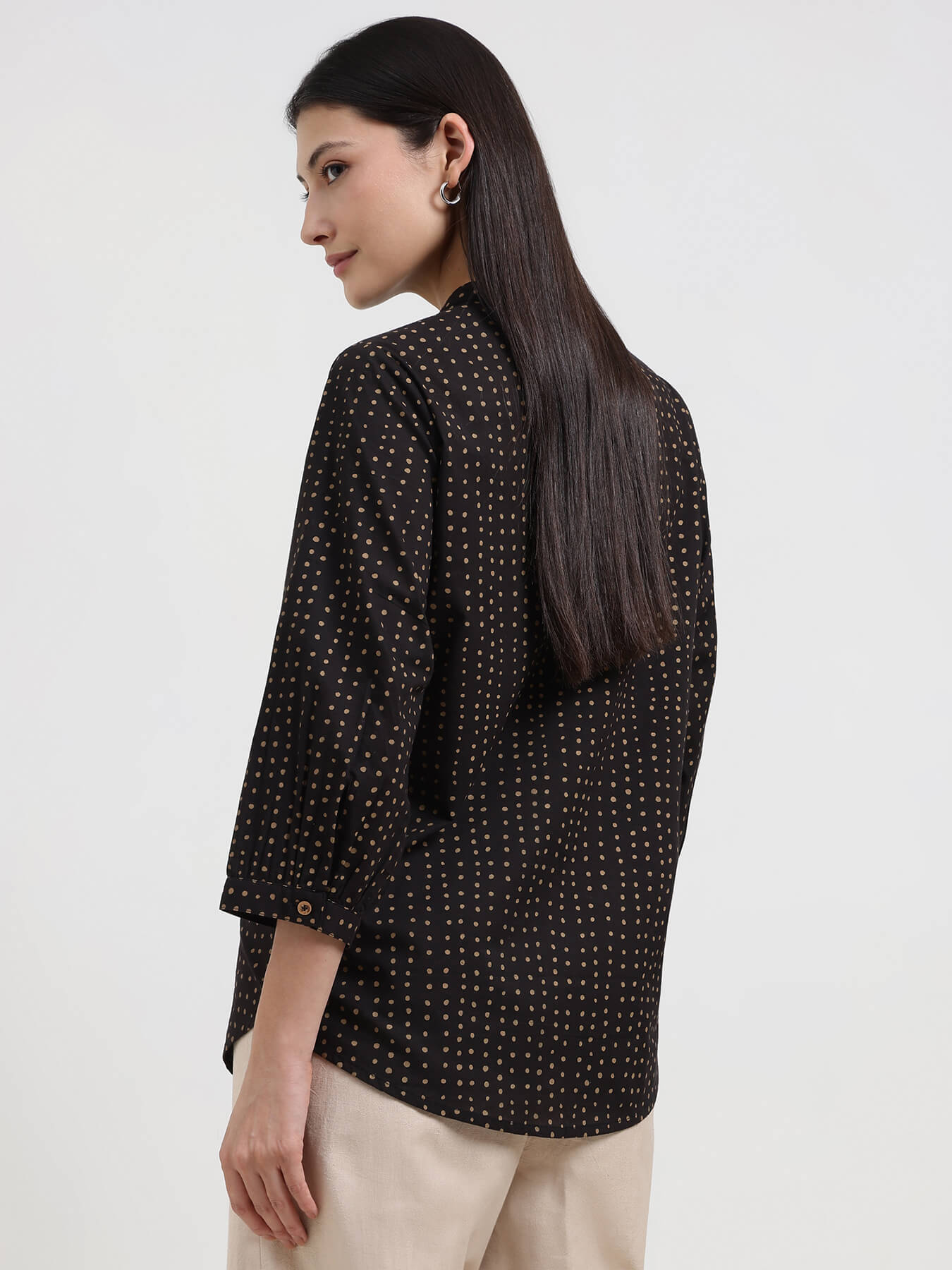 Cotton Polka Top - Black