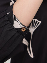 Cotton Floral Regular Top - Black