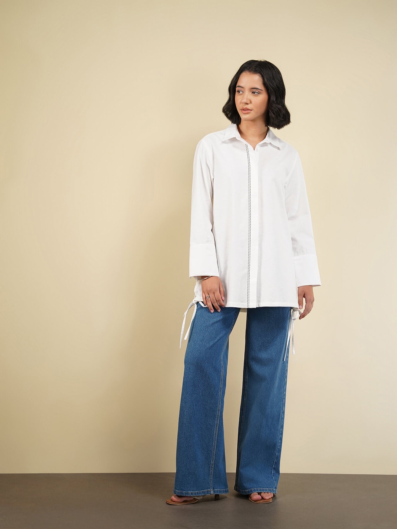 Linen Blend Solid Shirt - White