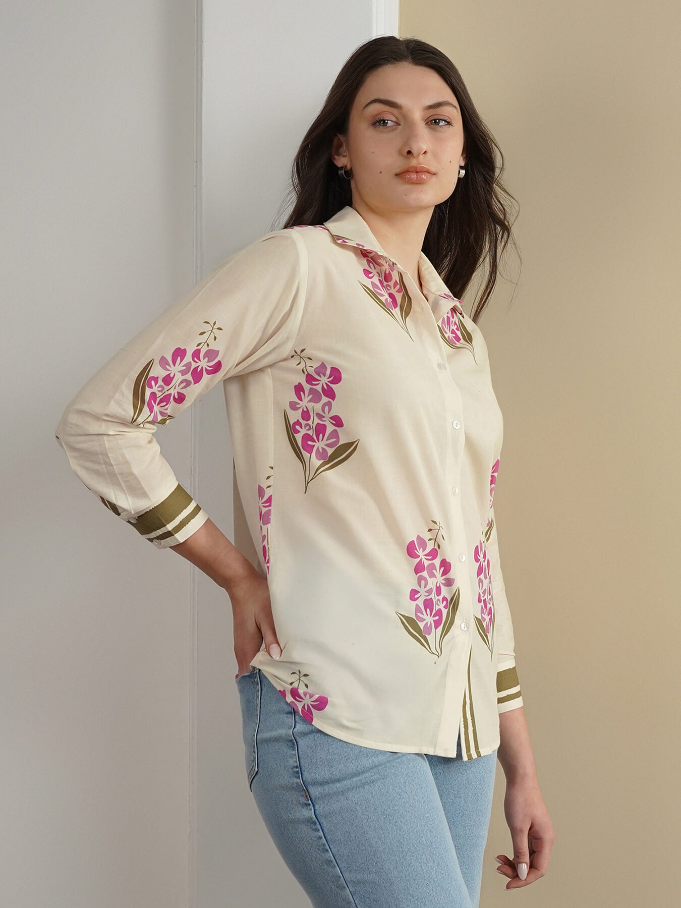 Cotton Floral Shirt - Off White