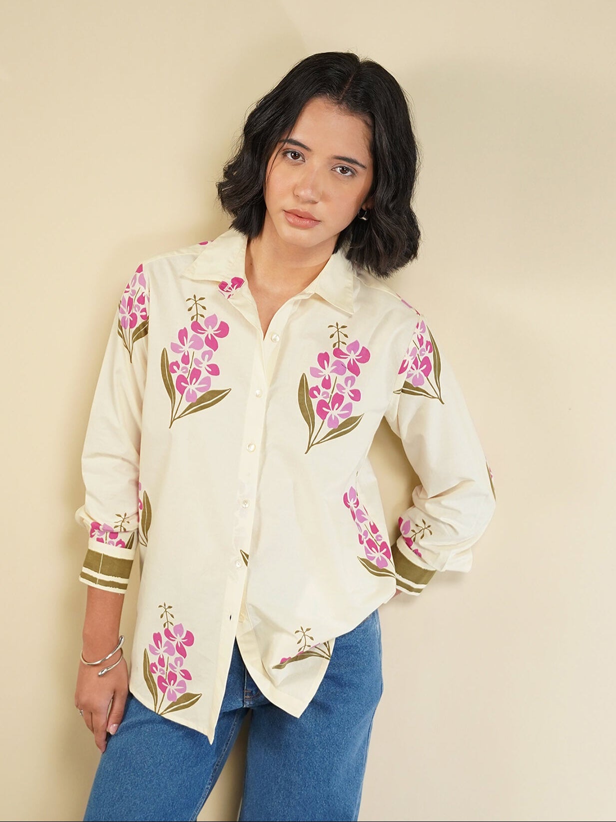 Cotton Floral Shirt - Off White