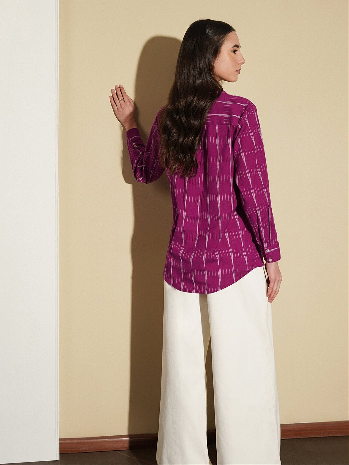 Cotton Woven Ikat Shirt - Magenta