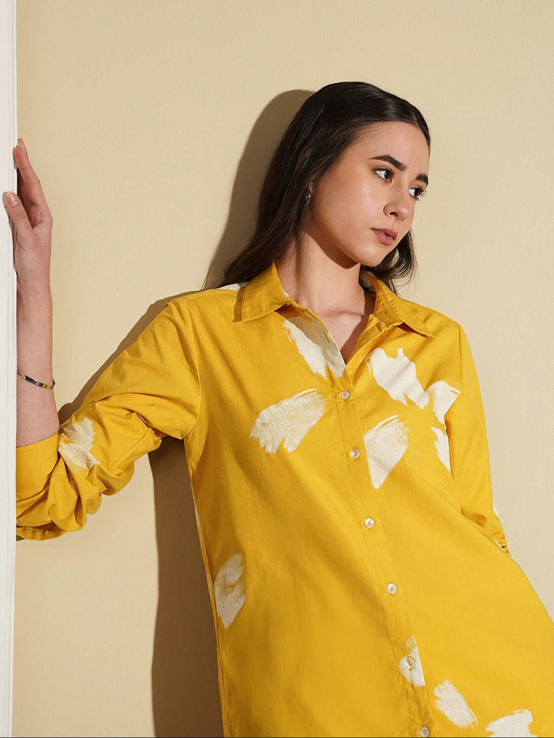Cotton Floral Shirt - Yellow