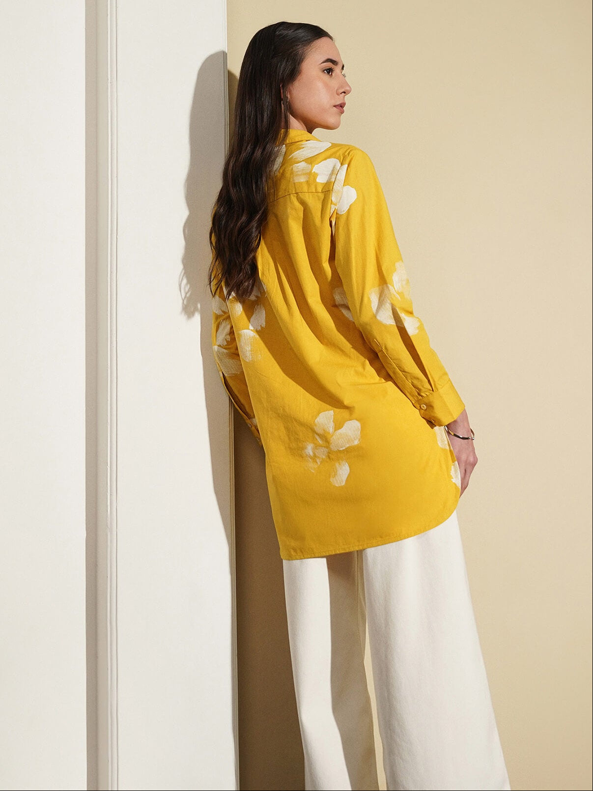 Cotton Floral Shirt - Yellow