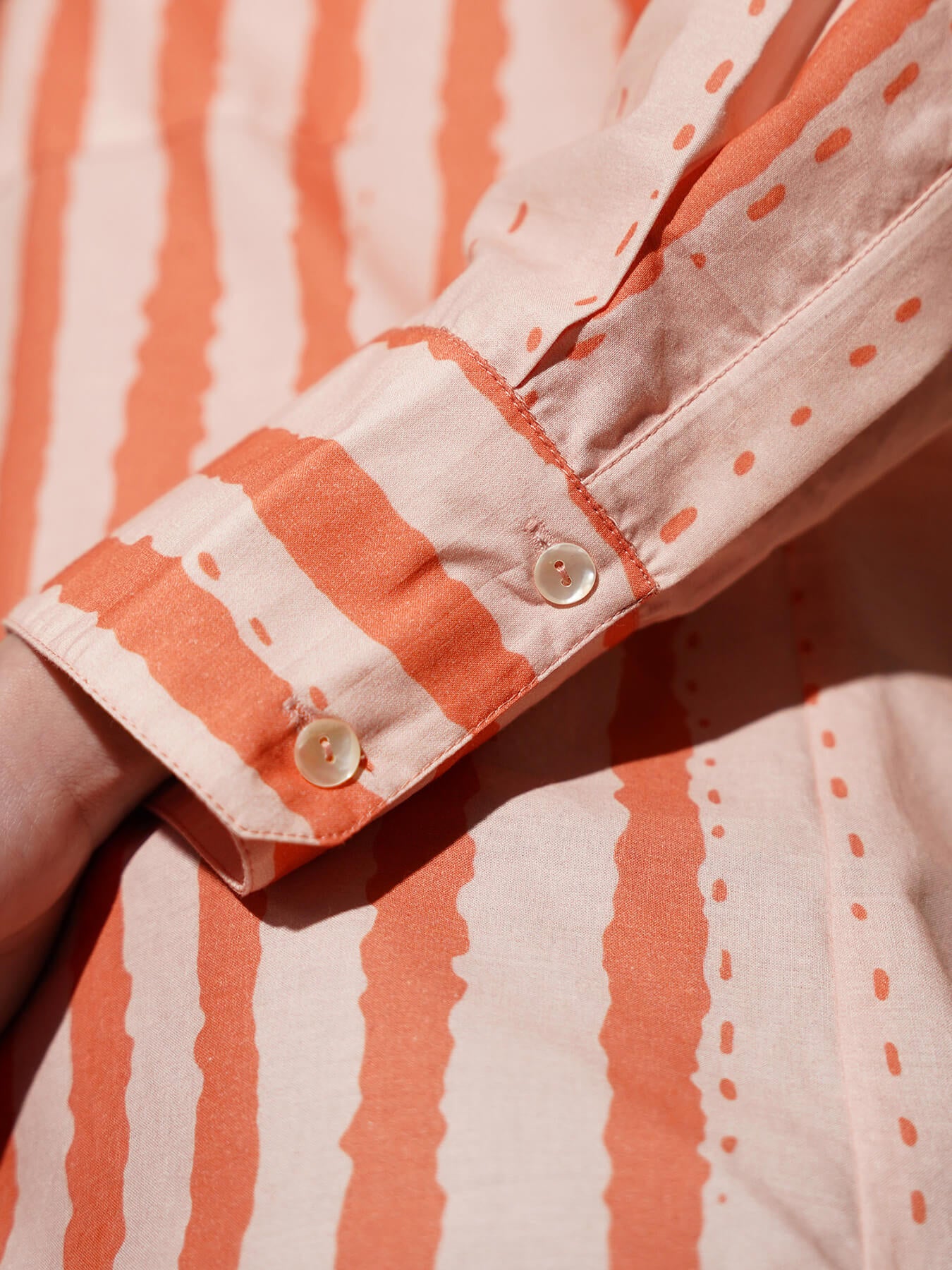 Cotton Placement Striped Shirt - Peach