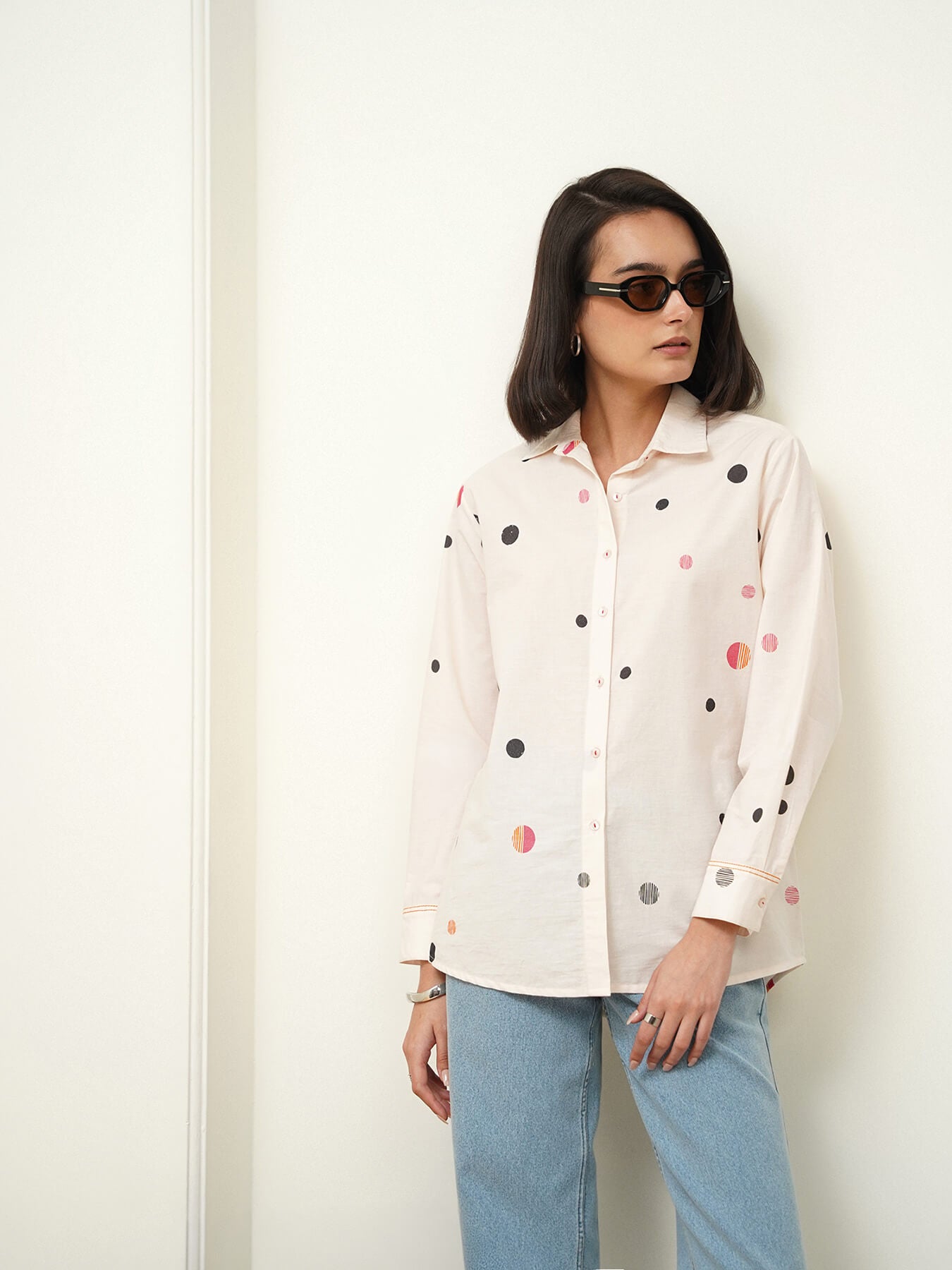 Cotton Polka Shirt - Off White