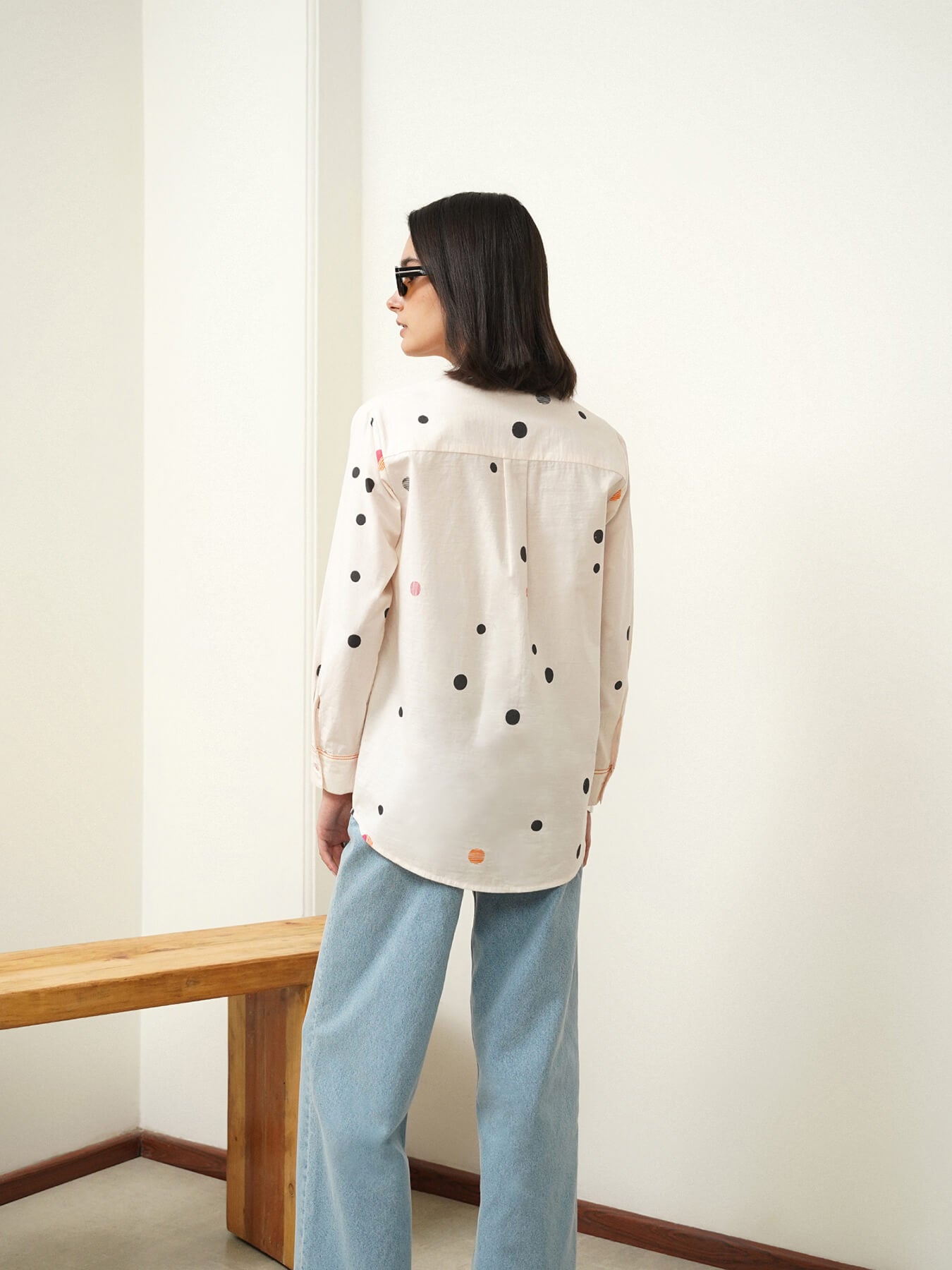 Cotton Polka Shirt - Off White