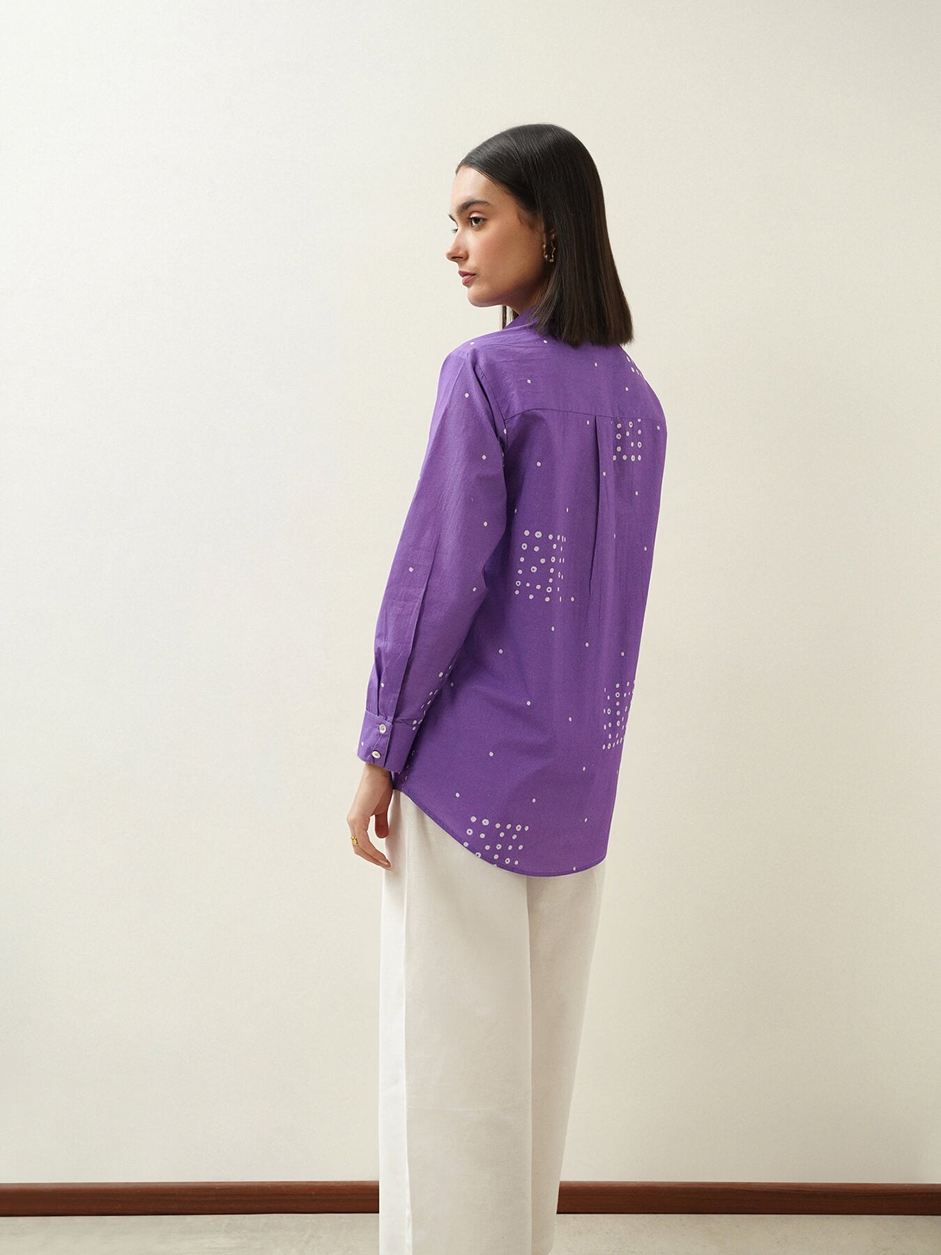 Cotton Geometric Shirt - Purple