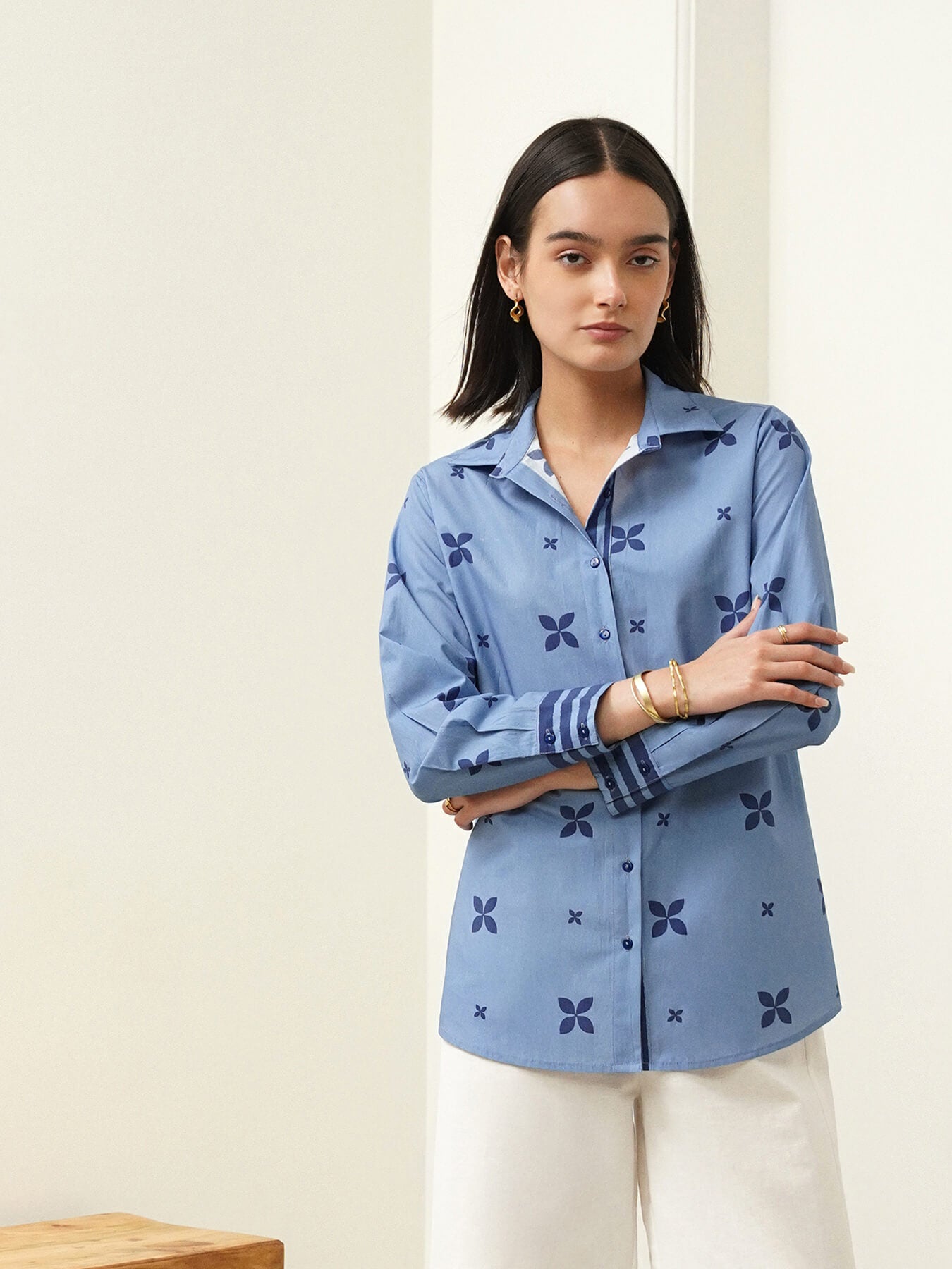 Cotton Floral Shirt - Purple