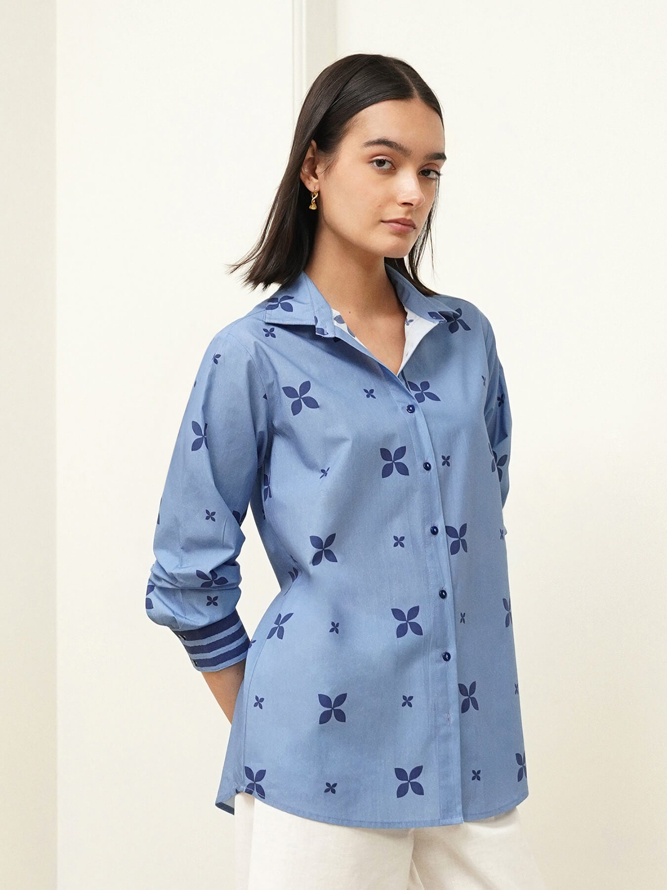 Cotton Floral Shirt - Purple