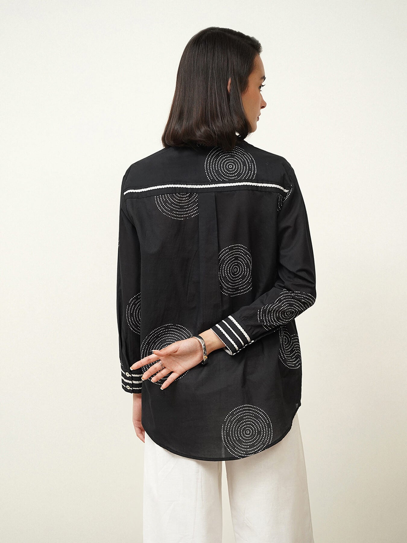 Cotton Geometric Shirt - Black