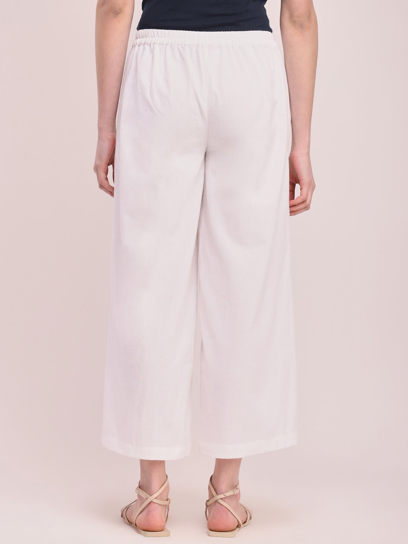 Cotton Solid Culottes - White