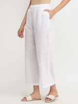 Cotton Solid Relaxed Fit Culottes - White