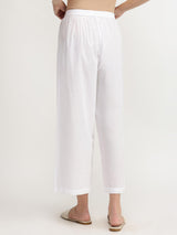 Cotton Solid Relaxed Fit Culottes - White