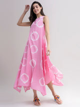 Buy Pink Tie and Dye Handkerchief Dress Online | Pink Fort