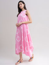 Buy Pink Tie and Dye Handkerchief Dress Online | Pink Fort
