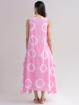 Buy Pink Tie and Dye Handkerchief Dress Online | Pink Fort
