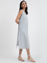 Buy Light Blue Cotton Sleeveless Relaxed Dress Online | Pink Fort