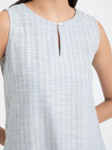 Buy Light Blue Cotton Sleeveless Relaxed Dress Online | Pink Fort