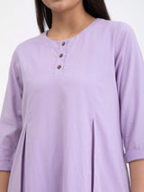 Buy Lilac Linen Blend Relaxed Kurta Online | Pink Fort