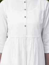 Buy White Cotton Flared Kurta Online | Pink Fort