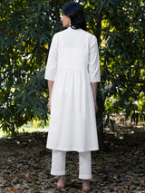 Buy White Cotton Flared Kurta Online | Pink Fort