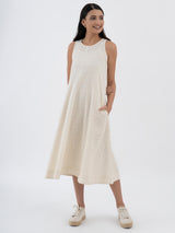 Cotton Jacquard A line Kurta With Slip Blouse - Ivory