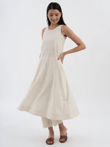 Cotton Jacquard A line Kurta With Slip Blouse - Ivory